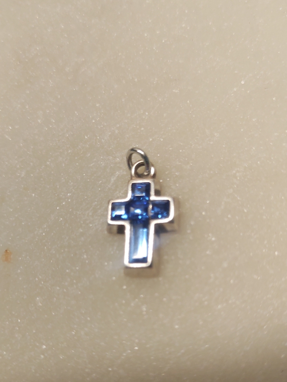 Brighton Blue Crystal Cross Pendant Charm Deep Sapphire Blue Retired Color
